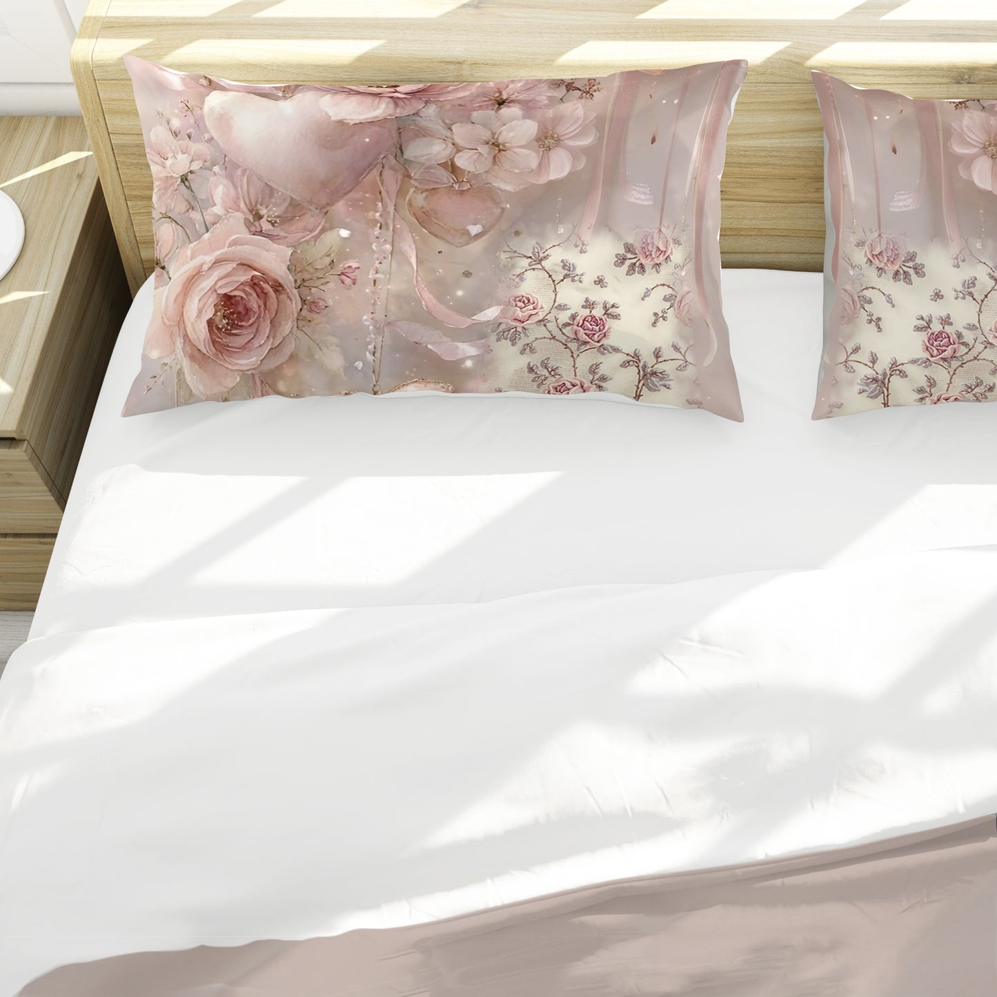 Soft Pink Hearts Duvet Cover Set