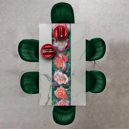Soft Pink Painted Roses Table Runner