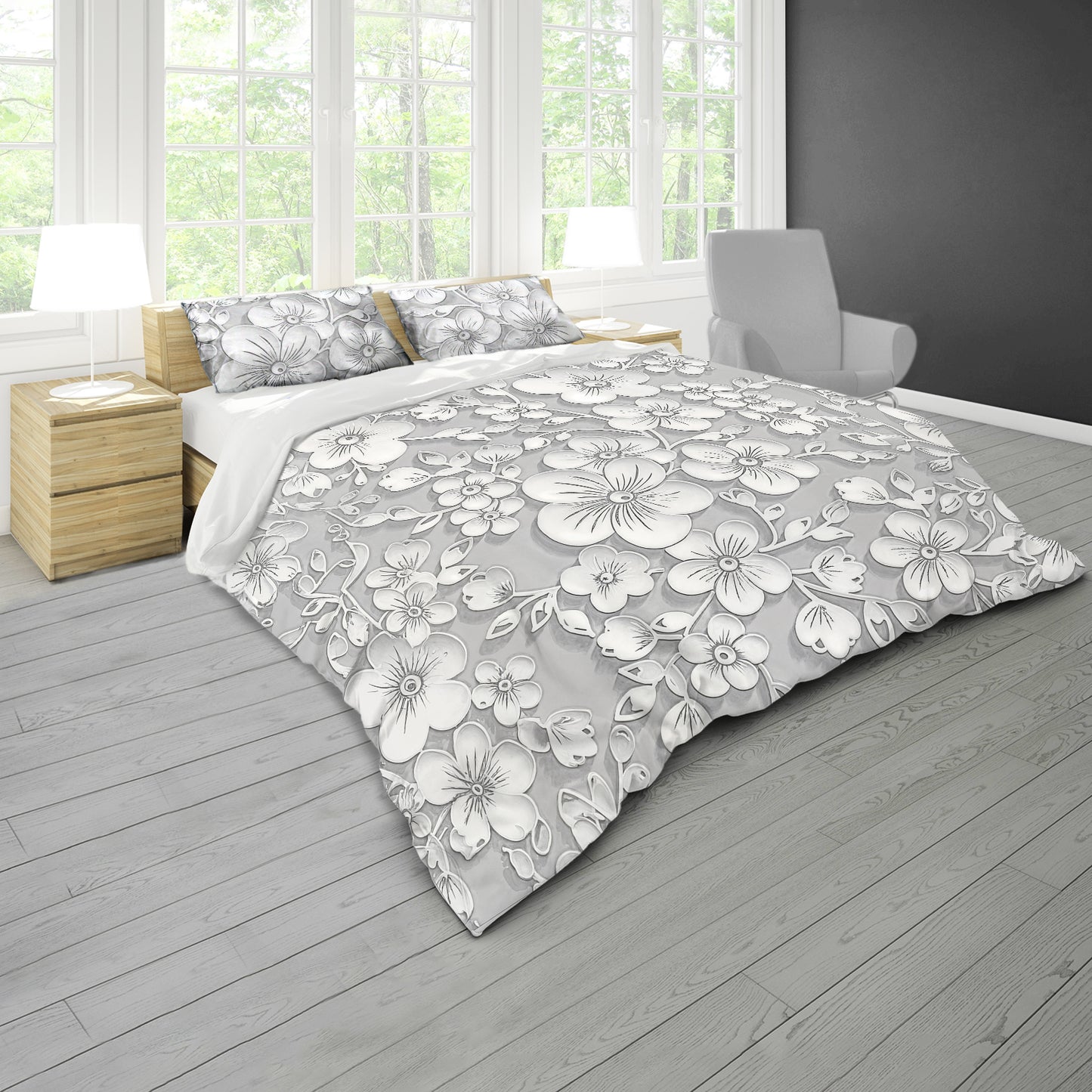 Soft Shades Atherns White Daisy Duvet Cover Set