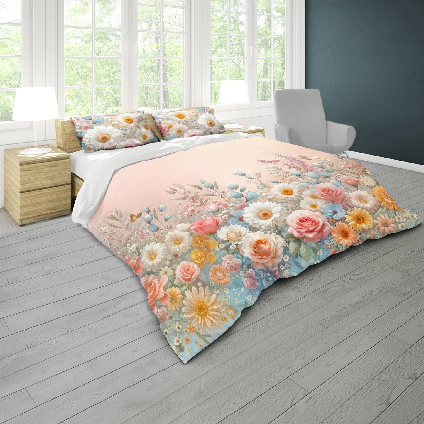 Soft Shades In the Garden Duvet Cover Set