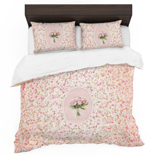 Soft Shades Peach Bouquet Duvet Cover Set
