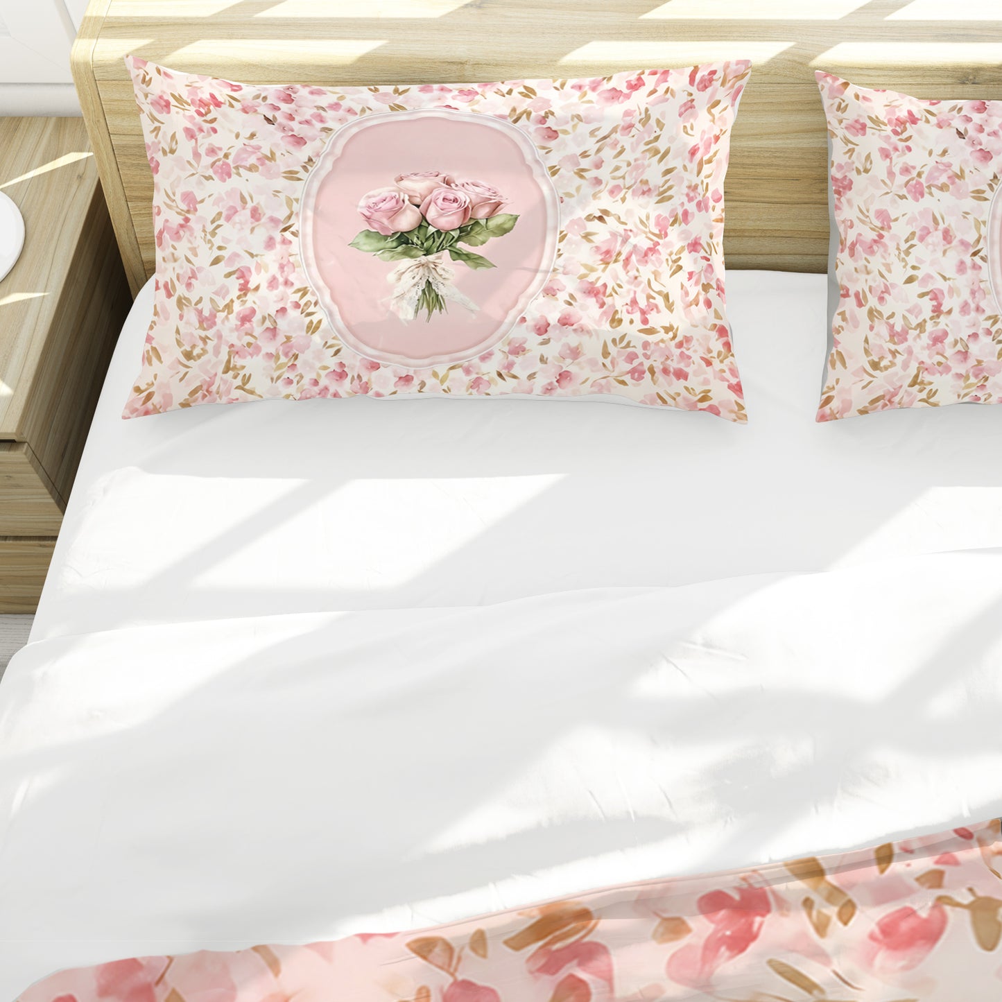 Soft Shades Peach Bouquet Duvet Cover Set
