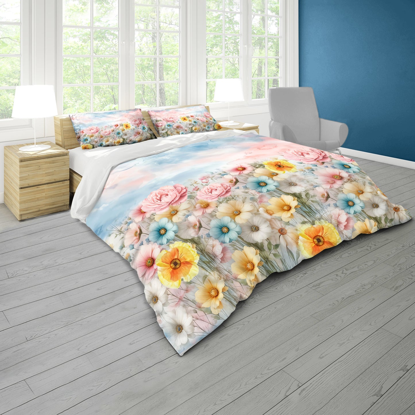 Soft Shades Sun on the Flowers Duvet Cover Set