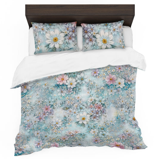 Soft Shades Teal Daisies Duvet Cover Set