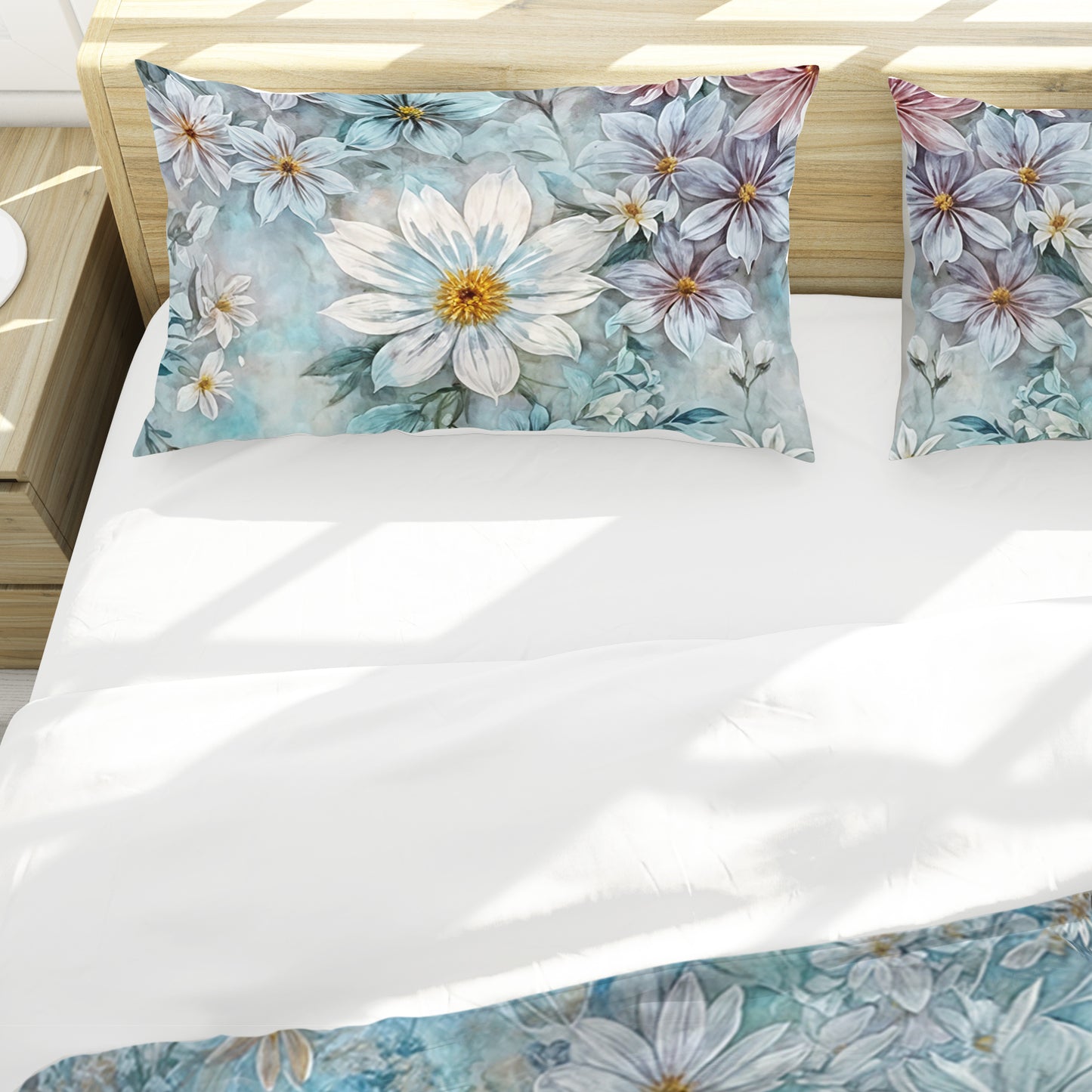 Soft Shades Teal Daisies Duvet Cover Set