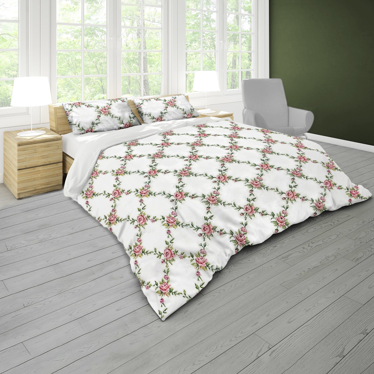 Soft Shades Vintage Rose Pattern Duvet Cover Set