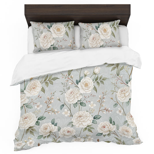 Soft Shades White Rose Duvet Cover Set