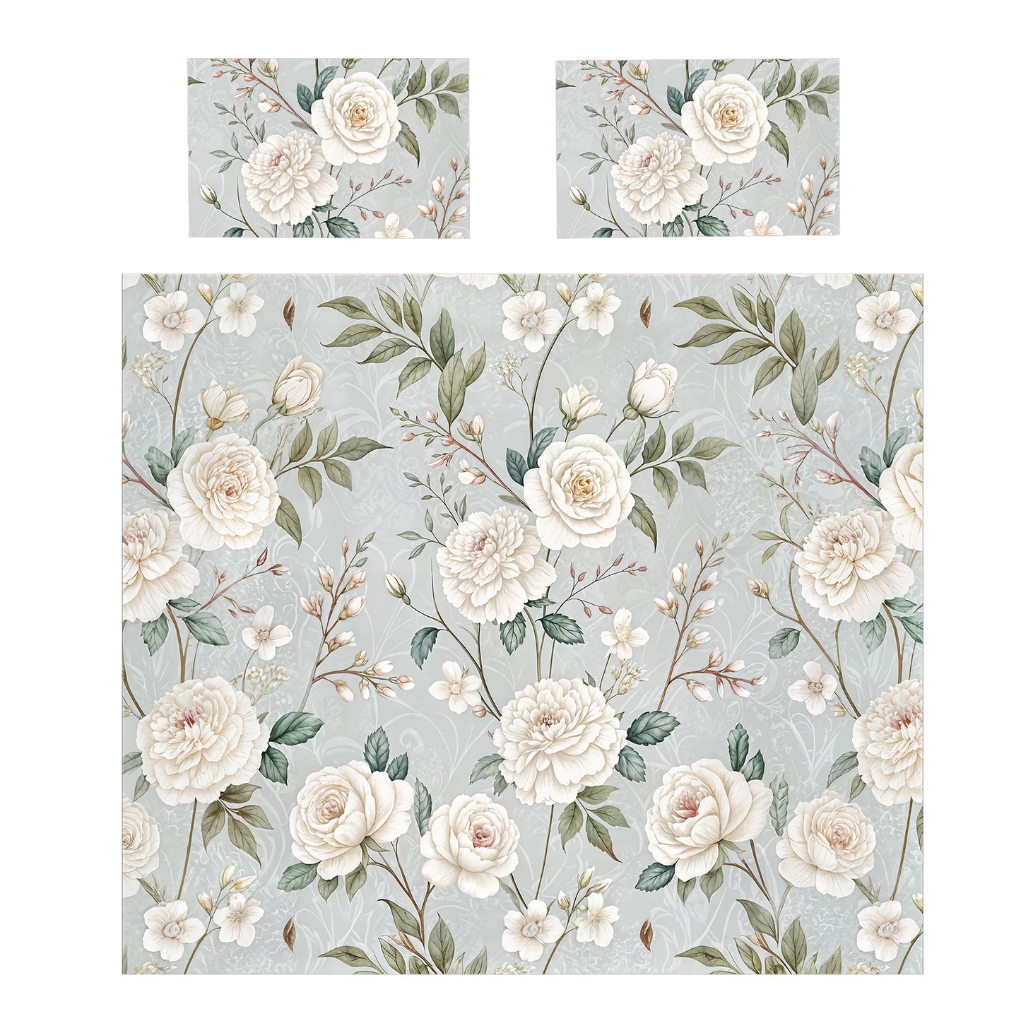 Soft Shades White Rose Duvet Cover Set