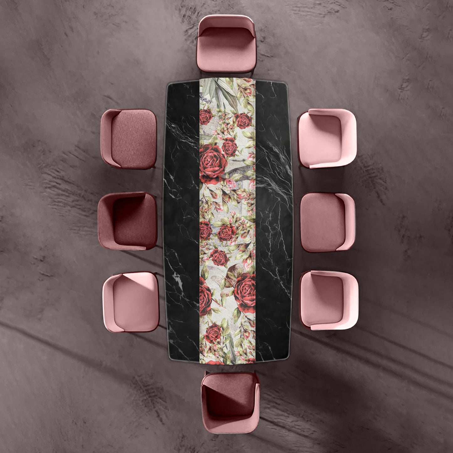Soft Red Roses on White Table Runner By Mark van Vuuren