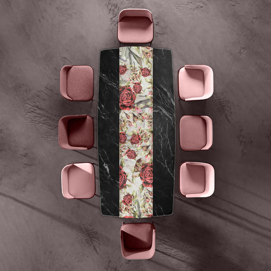 Soft Red Roses on White Table Runner By Mark van Vuuren
