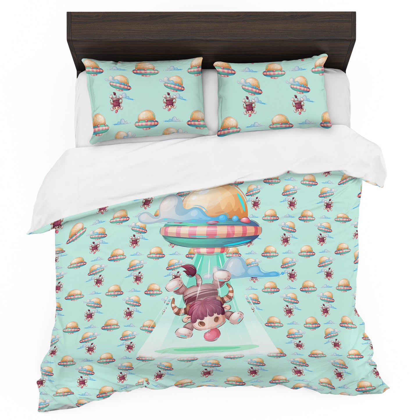 Spaceship Cow Kids Duvet Cover Set