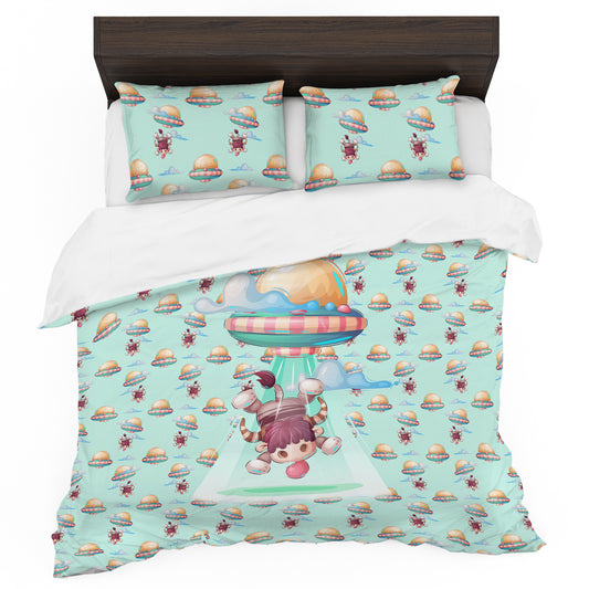 Spaceship Cow Kids Duvet Cover Set