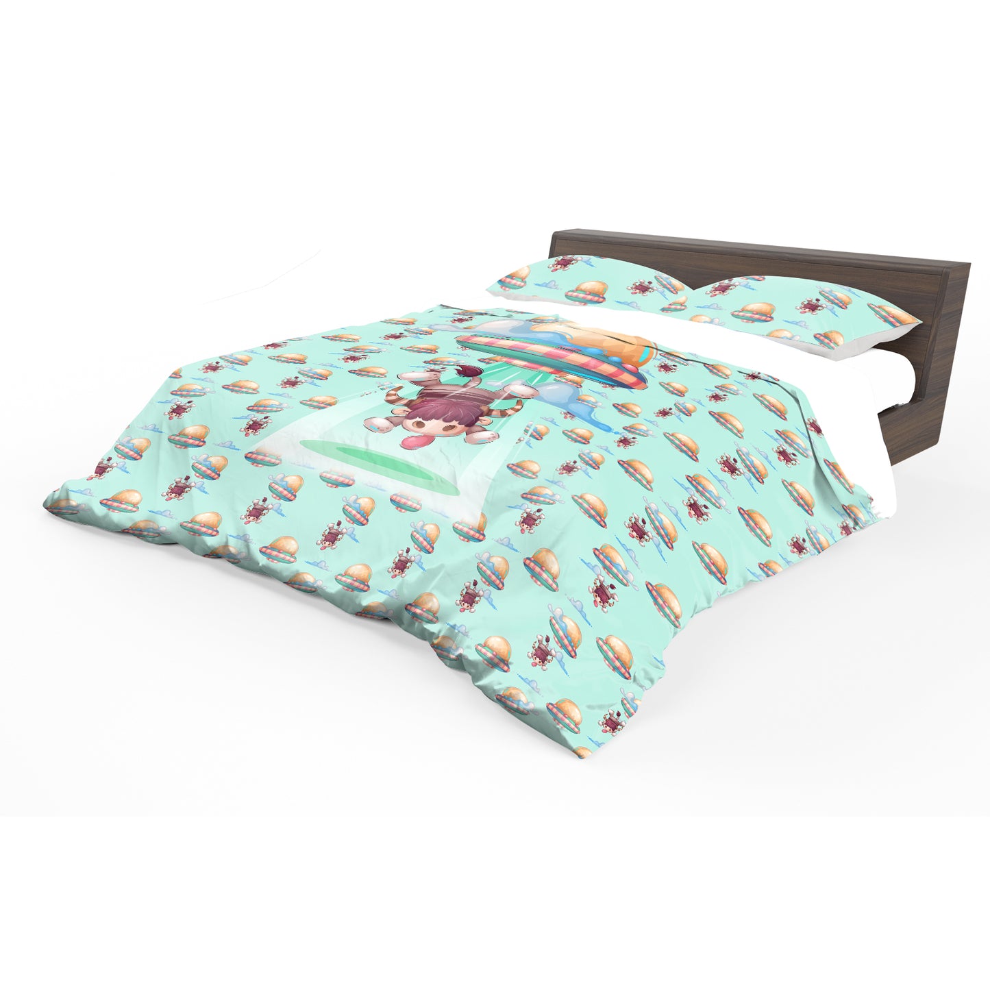 Spaceship Cow Kids Duvet Cover Set