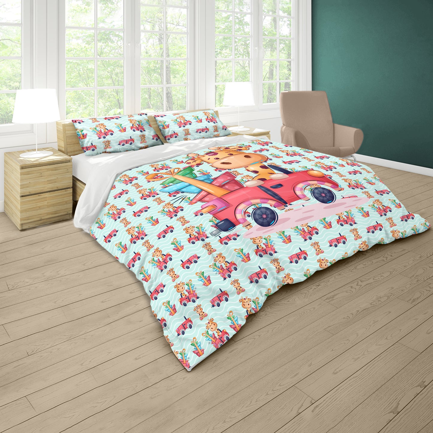 Speeding Giraffe Kids Duvet Cover Set