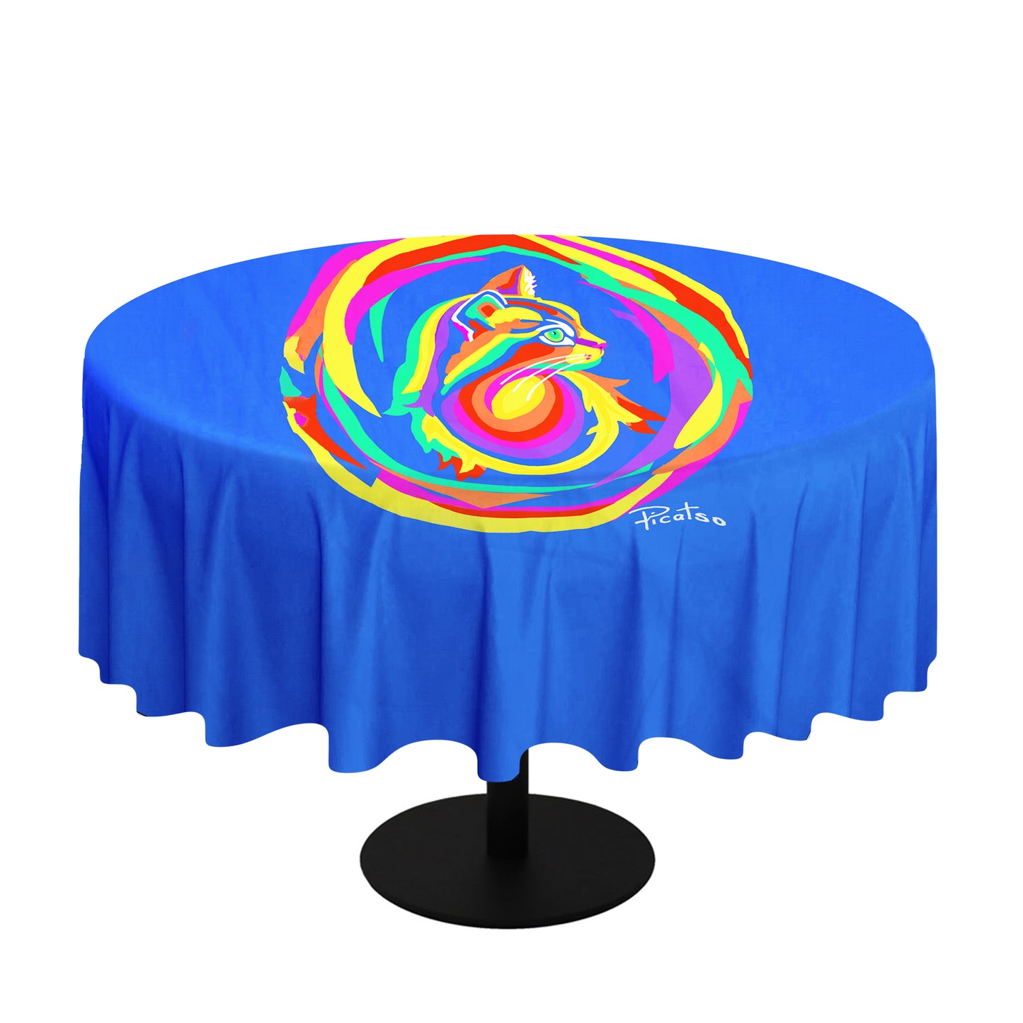 Spiraling Kitty Round Tablecloth By Picatso Cats