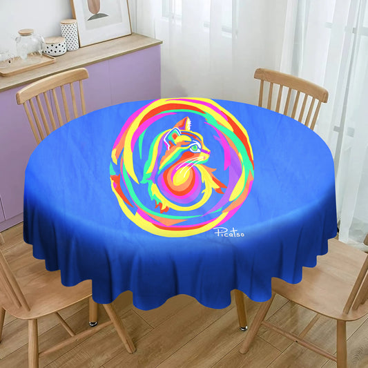 Spiraling Kitty Round Tablecloth By Picatso Cats