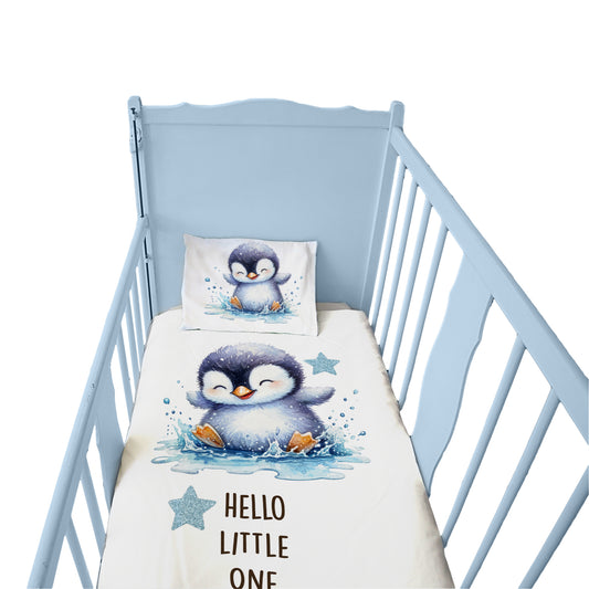 Splashing Penquin Cot Set