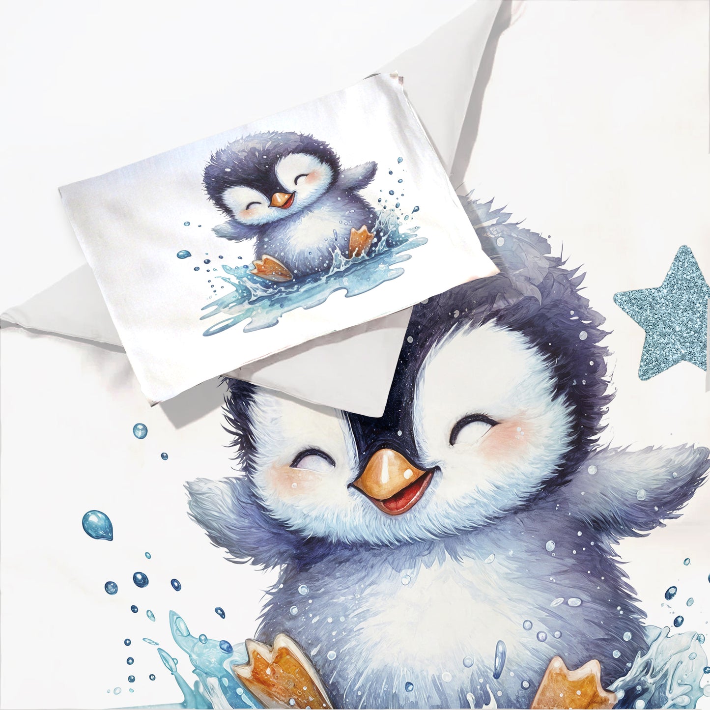 Splashing Penquin Cot Set