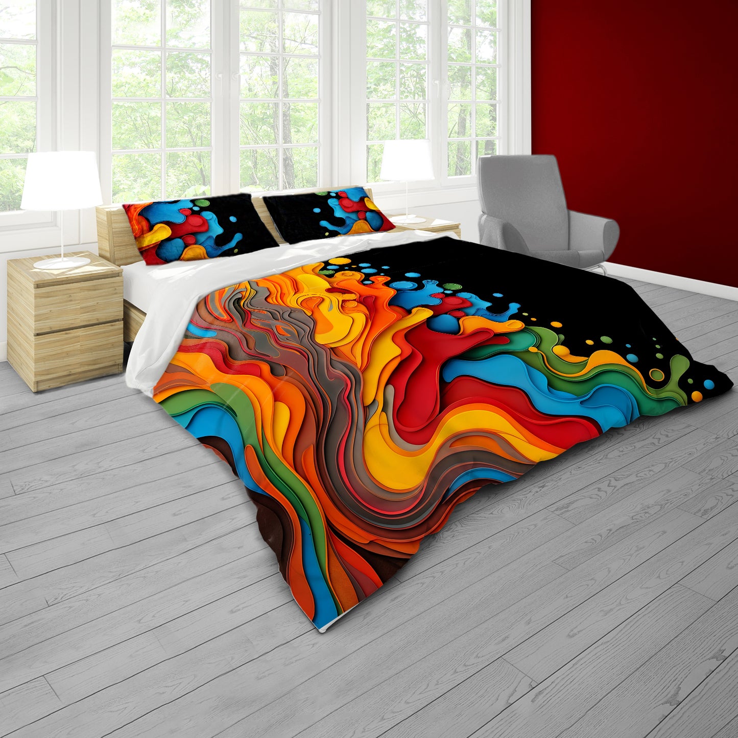 Splash on Black Duvet Cover Set