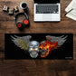 Split Skull Silver Flames Large Desk Pad by Wikus Schalkwyk