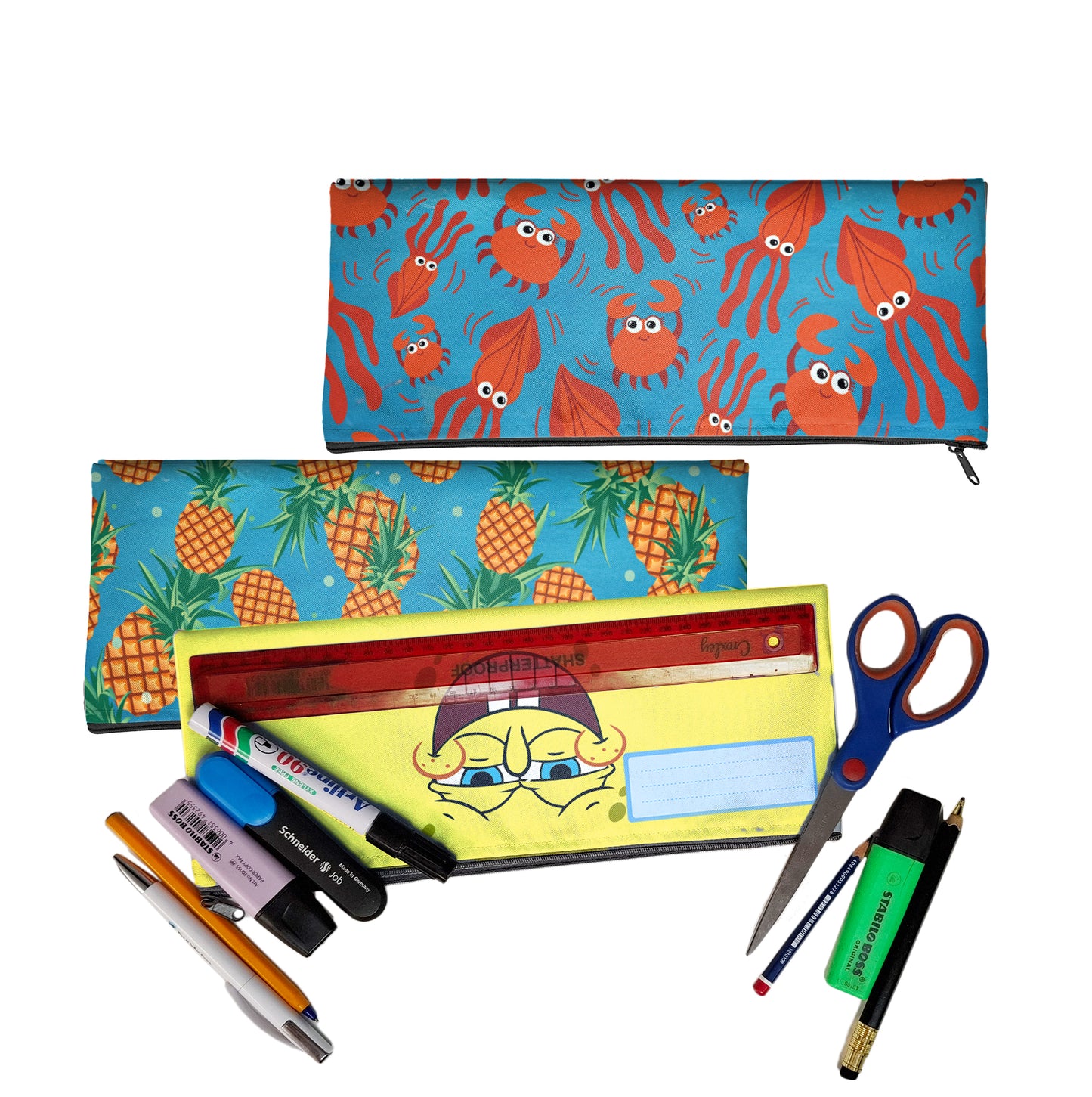 Zip & Go Sponge Bob Under The Sea Pencil Bags Set of 3