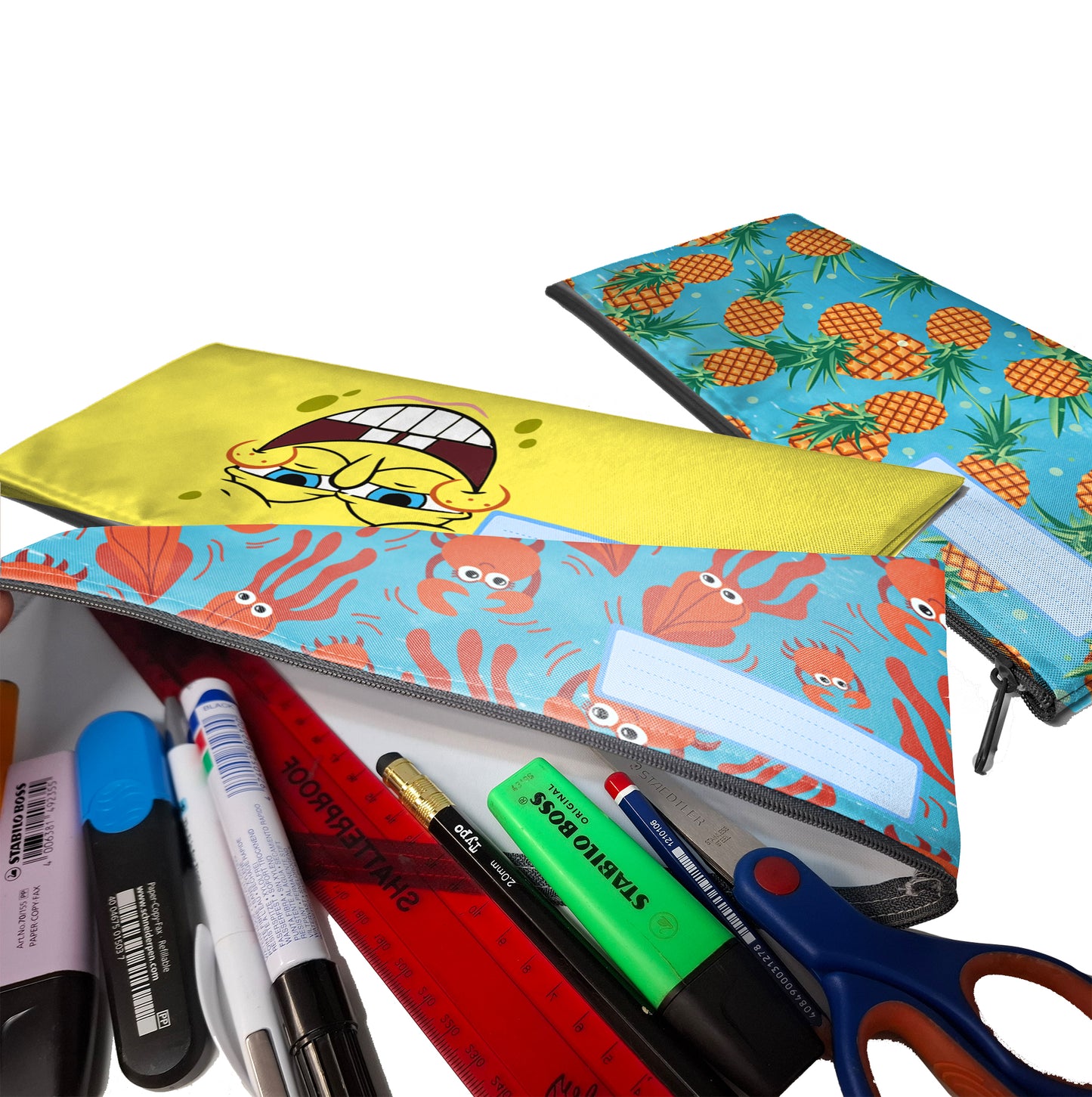 Zip & Go Sponge Bob Under The Sea Pencil Bags Set of 3