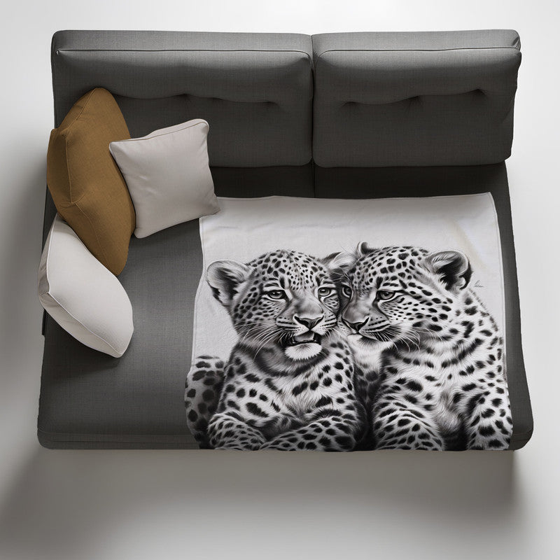 Spotted Companions Leopard Babies Light Weight Fleece Blanket by Nathan Pieterse