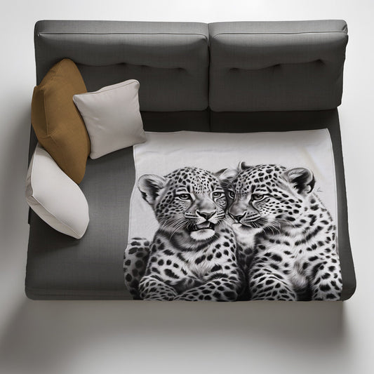 Spotted Companions Leopard Babies Light Weight Fleece Blanket by Nathan Pieterse