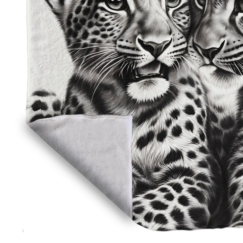 Spotted Companions Leopard Babies Light Weight Fleece Blanket by Nathan Pieterse