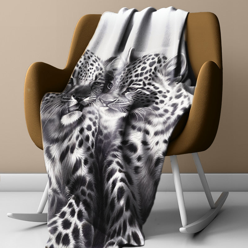 Spotted Companions Leopard Babies Light Weight Fleece Blanket by Nathan Pieterse