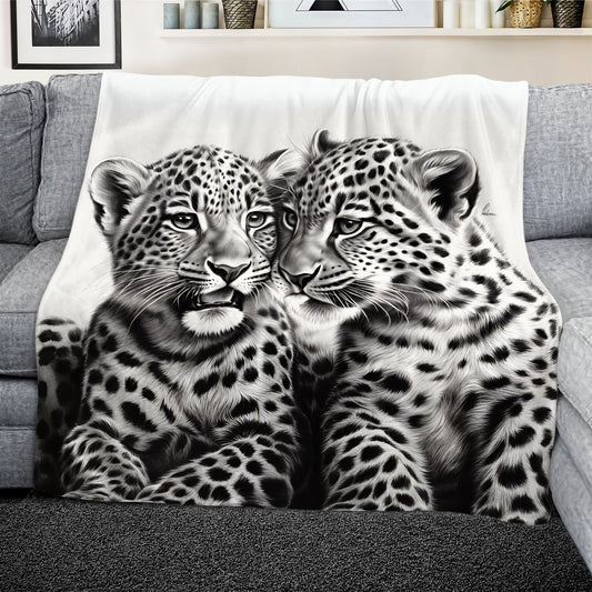 Spotted Companions Leopard Babies Light Weight Fleece Blanket by Nathan Pieterse