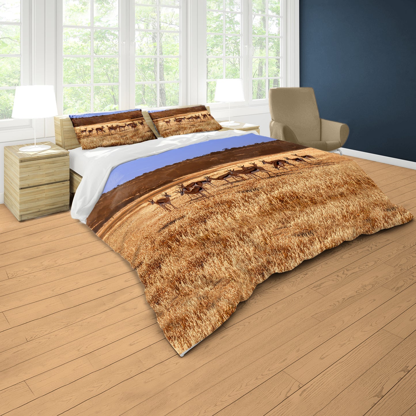 Springbok herd Duvet Cover Set by Fanie Heymans