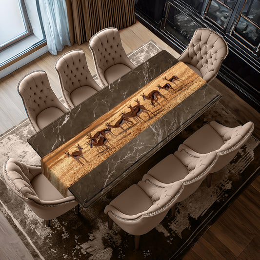 Springbok herd Table Runner by Fanie Heymans