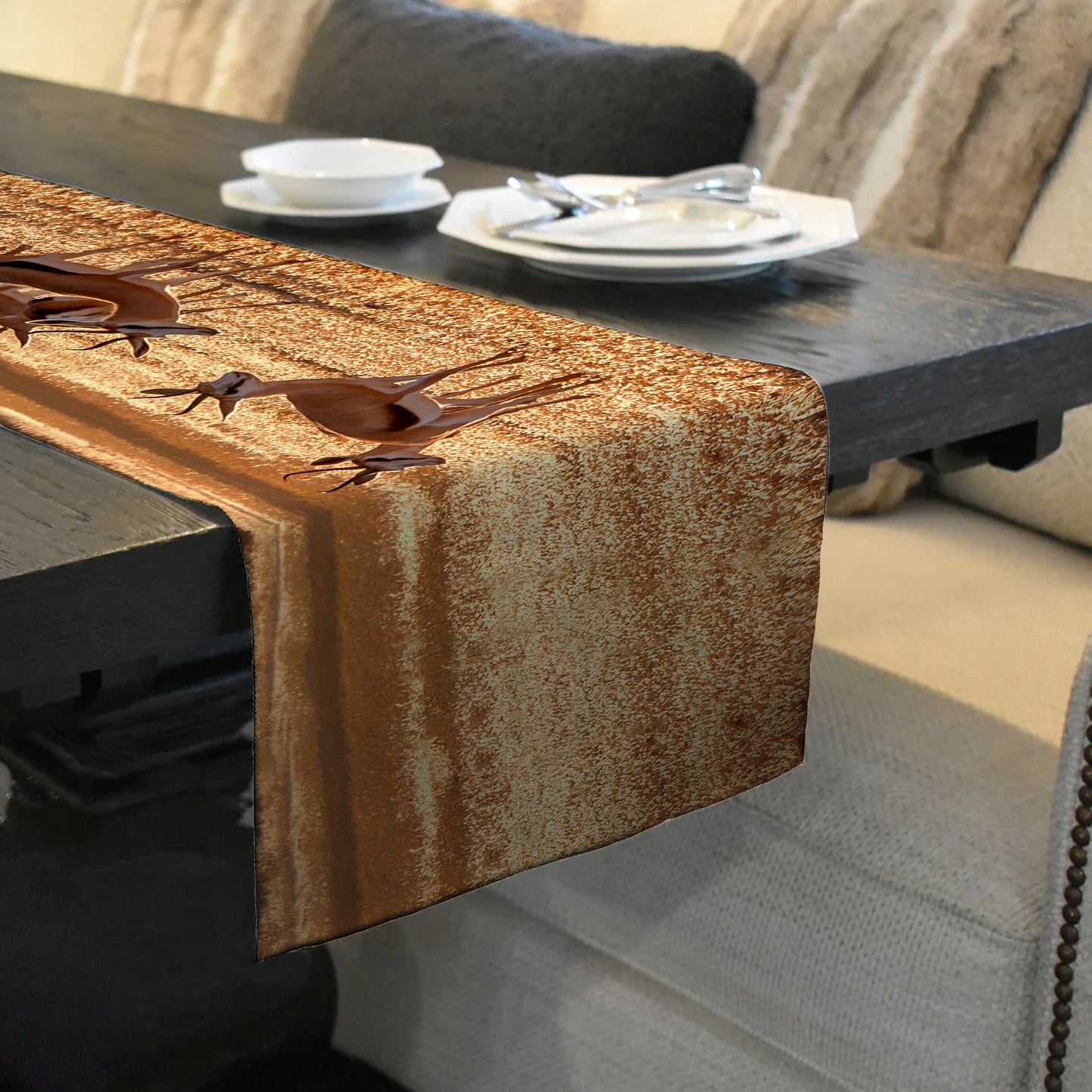 Springbok herd Table Runner by Fanie Heymans