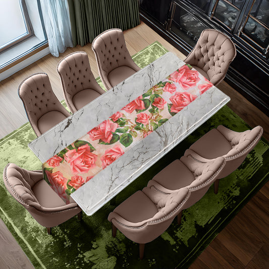 Square Pattern Painted Flowers Table Runner By Mark Van Vuuren