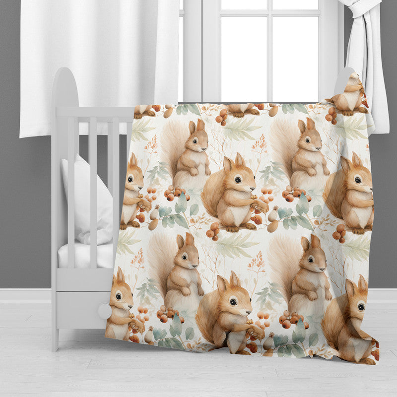 Squirrel Creche Minky Blanket