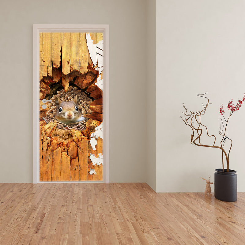 Squirrel In Burrow Door Decoupage
