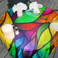 Stained Glass Leaves Round Tablecloth