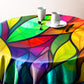 Stained Glass Leaves Round Tablecloth