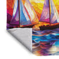 Stained Glass Ocean Light Weight Fleece Blanket by Wikus Schalkwyk