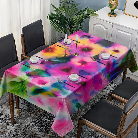 Stained Glass Floral Rectangle Tablecloth