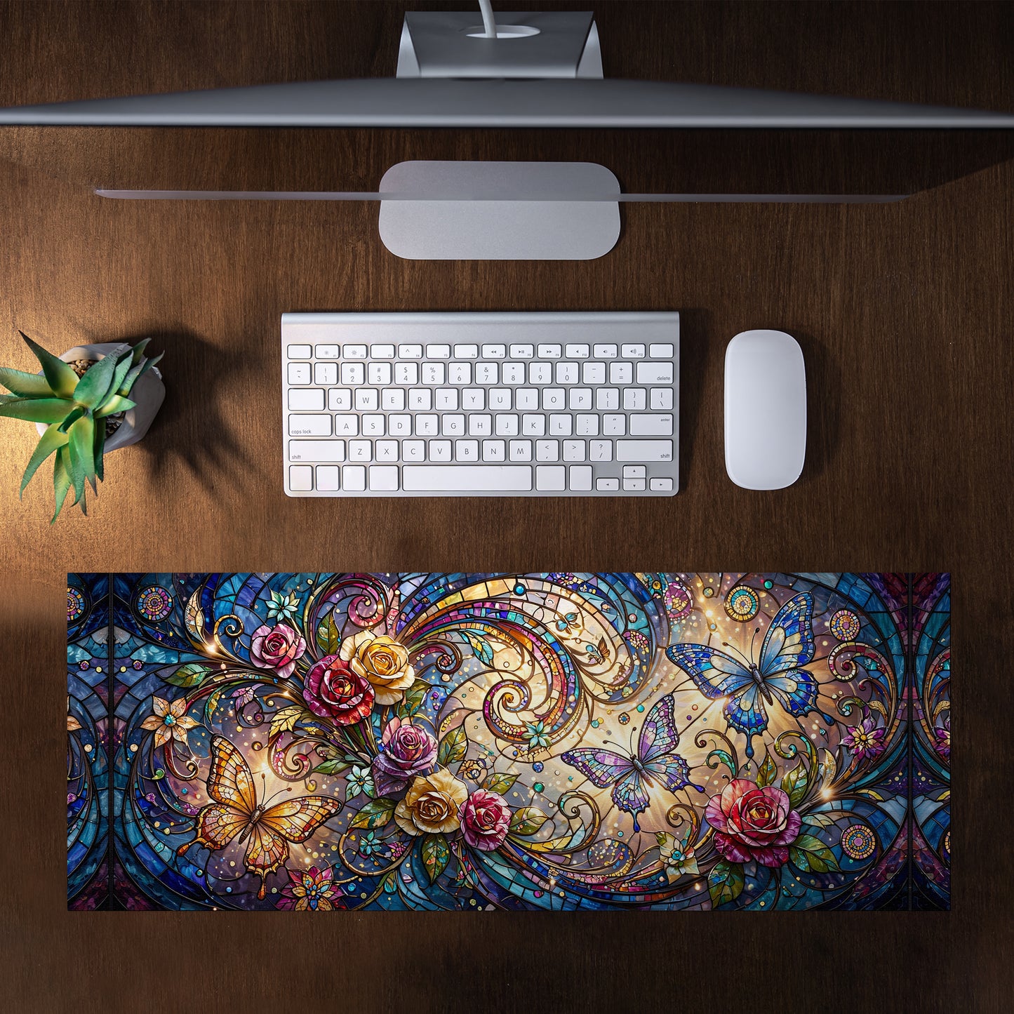 Stained Glass Garden Desk Pad