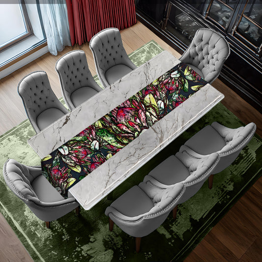 Stained Glass Protea Table Runner By Mark van Vuuren