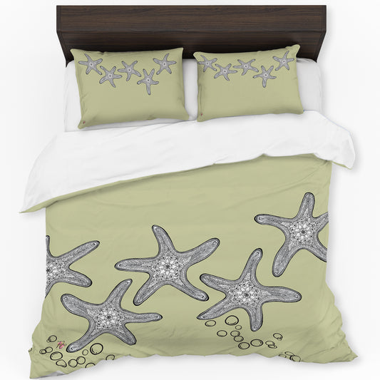 Starfish On Chartreuse Duvet Cover Set by Fifo
