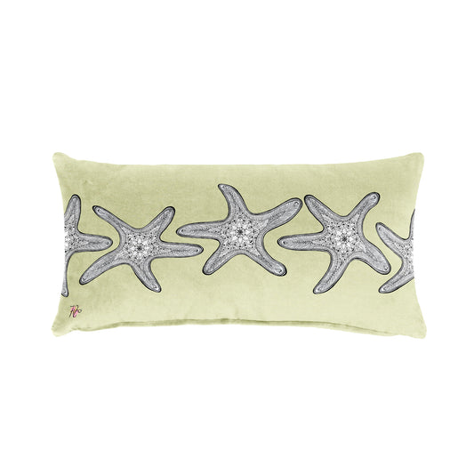 Starfish On Chartreuse  Oblong Luxury Scatter  by Fifo
