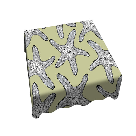 Starfish On Chartreuse  Square Tablecloth by Fifo
