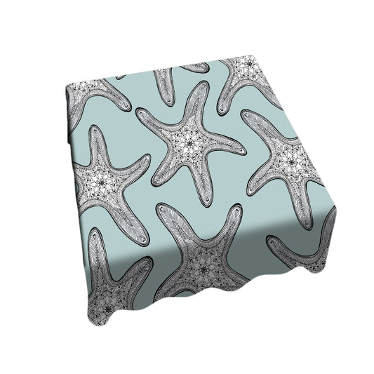 Starfish On Sea-Green Square Tablecloth by Fifo