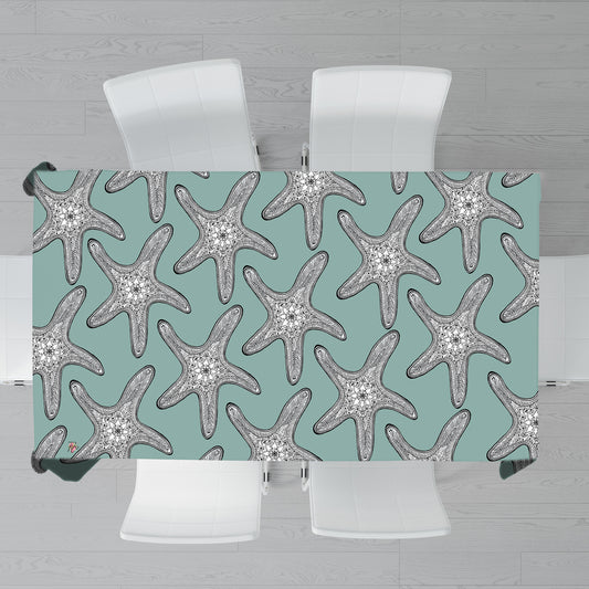 Starfish On Sea-Moss Rectangle Tablecloth by Fifo