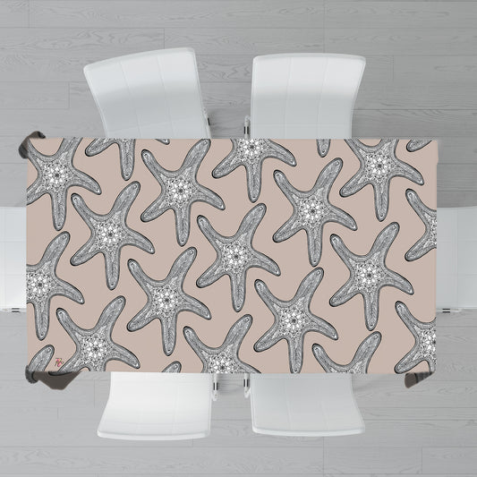 Starfish On Taupe Rectangle Tablecloth by Fifo