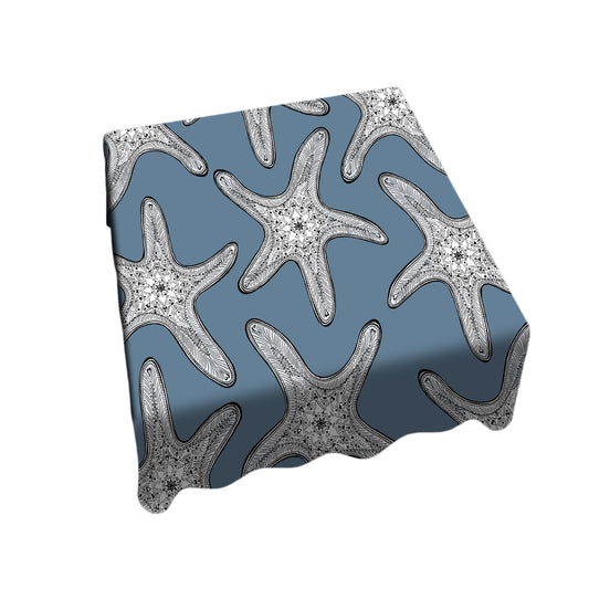 Starfish on Smokey Blue Square Tablecloth by Fifo